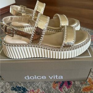 Dolce Vita Metallic Gold Flatform Sandals